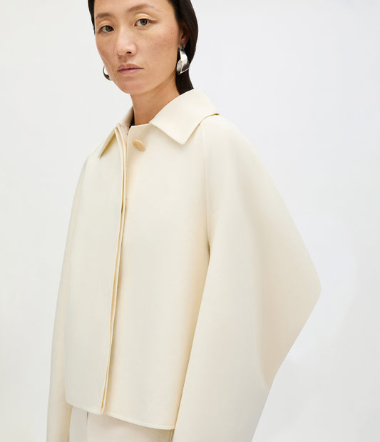 Another Tomorrow Short Mac Blouson in Cream – Cotton Women's Outerwear