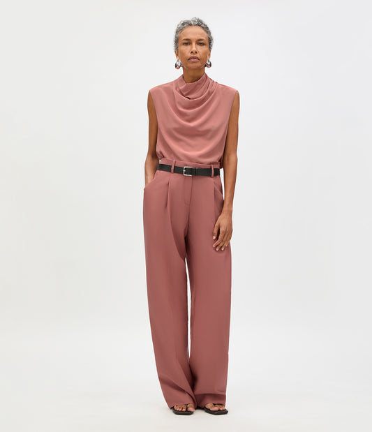Another Tomorrow Silk Draped Top in Canyon – Silk Women's Top