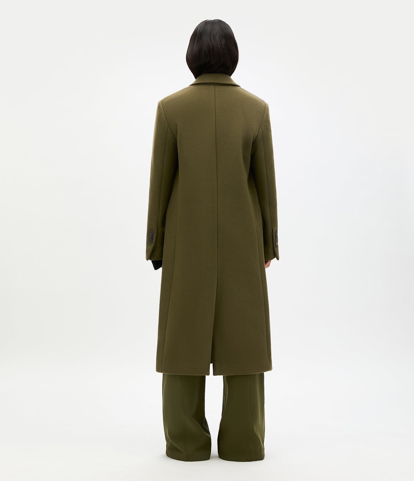 Another Tomorrow Tailored Overcoat in Moss – Wool Women's Outerwear