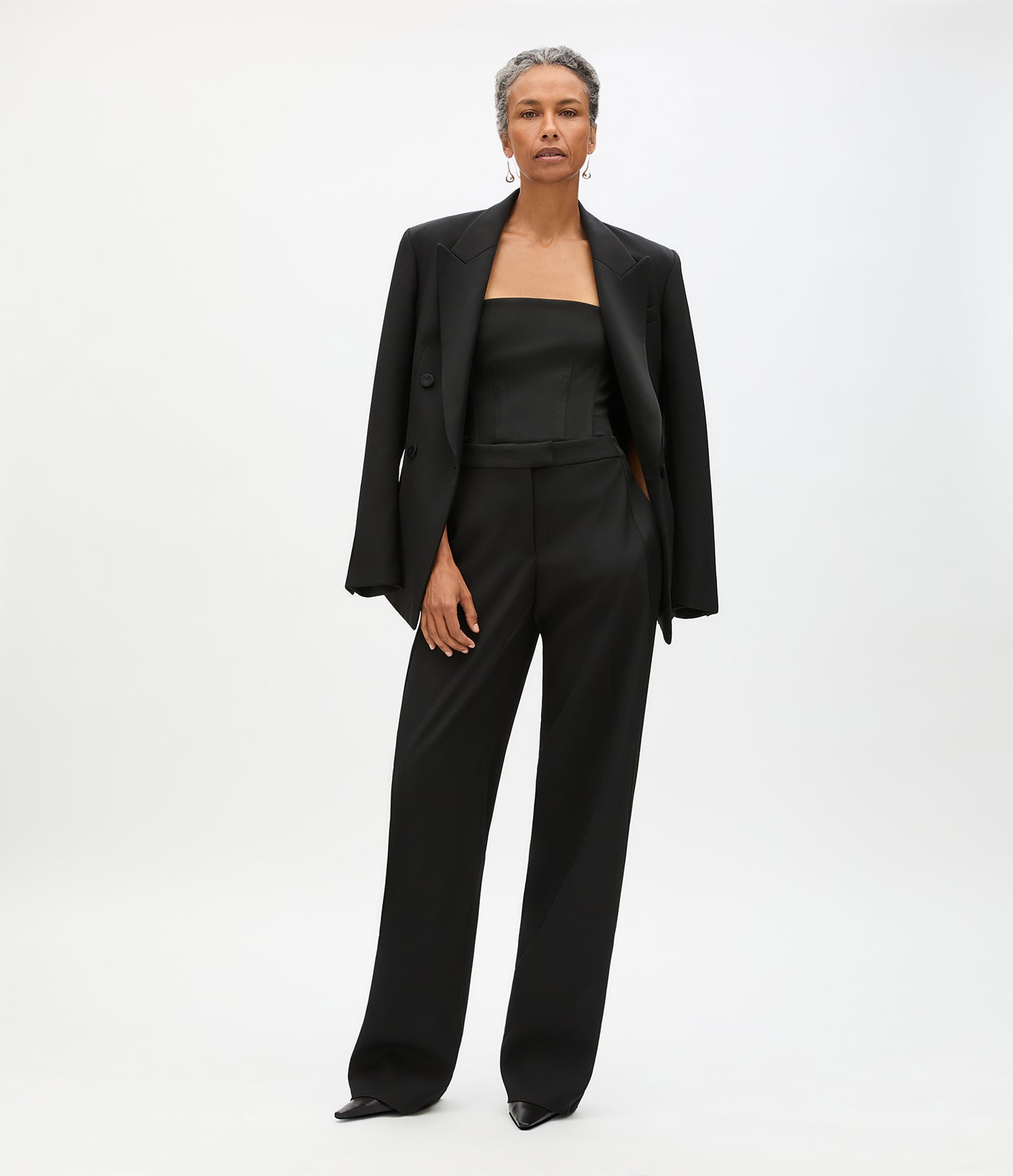 Another Tomorrow Tuxedo Suit Jacket in Black – Wool Women's Jacket