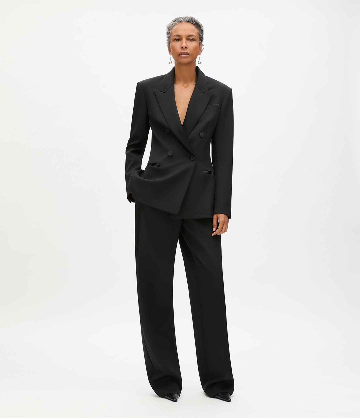 Another Tomorrow Tuxedo Suit Jacket in Black – Wool Women's Jacket