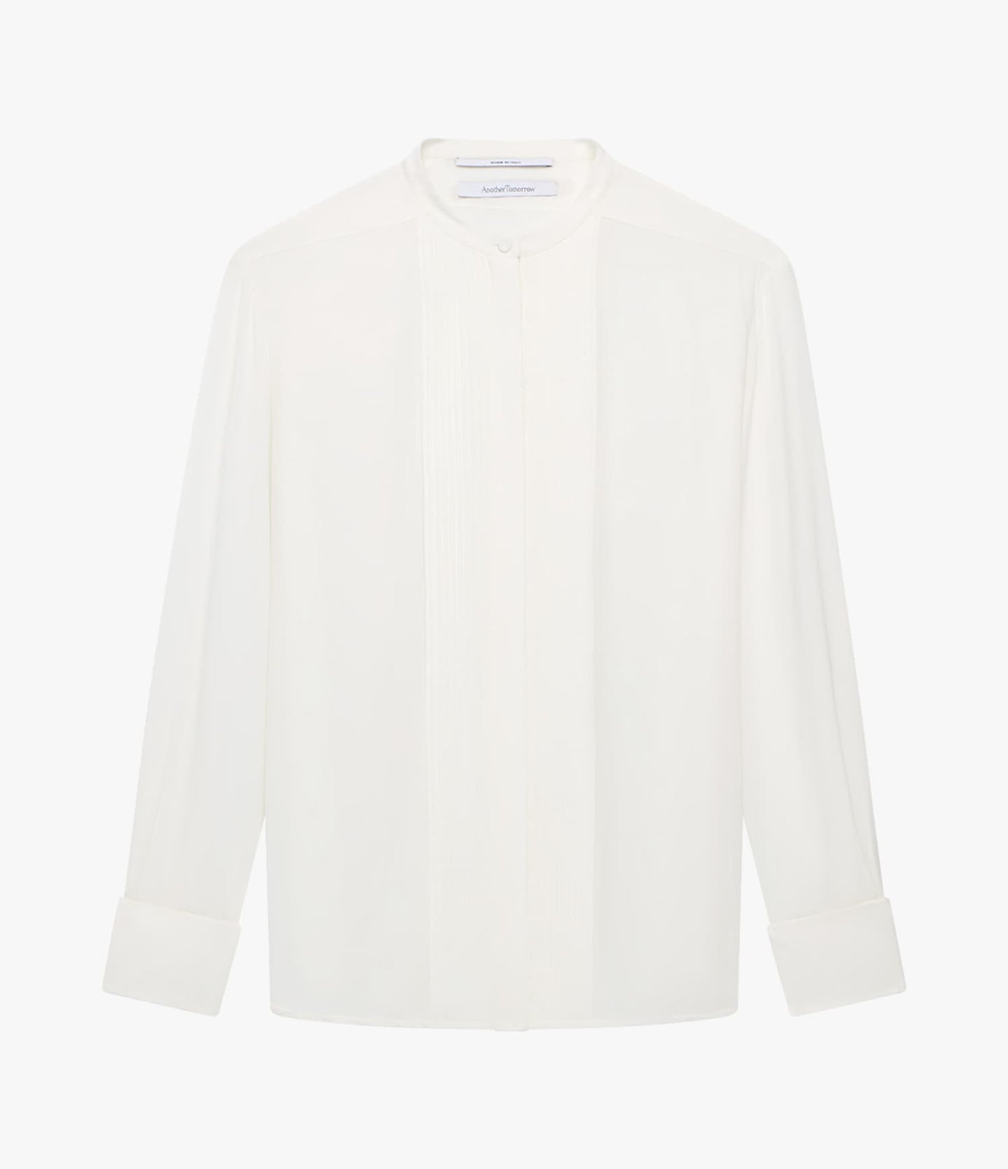 Another Tomorrow Tuxedo Shirt in Off White – Silk Women's Top