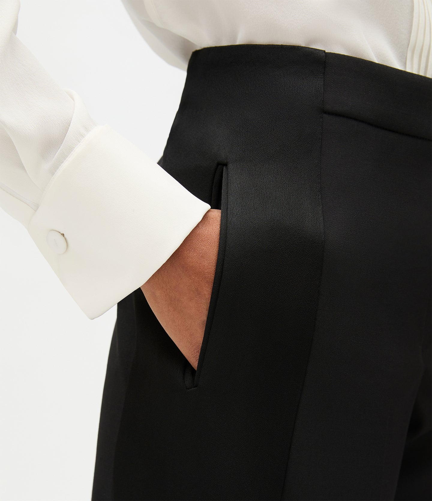 Another Tomorrow Tuxedo Trouser in Black – Wool Women's Trousers