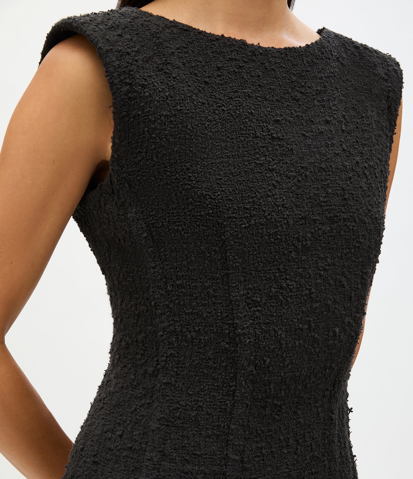 Another Tomorrow Tweed Dress in Black – Cotton Women's Dress