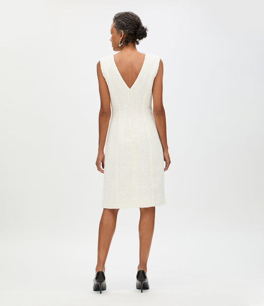 Another Tomorrow Tweed Dress in Cream – Cotton Women's Dress
