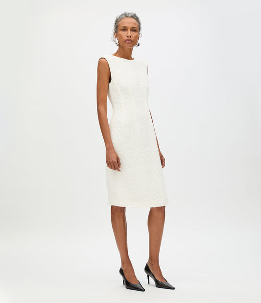 Another Tomorrow Tweed Dress in Cream – Cotton Women's Dress