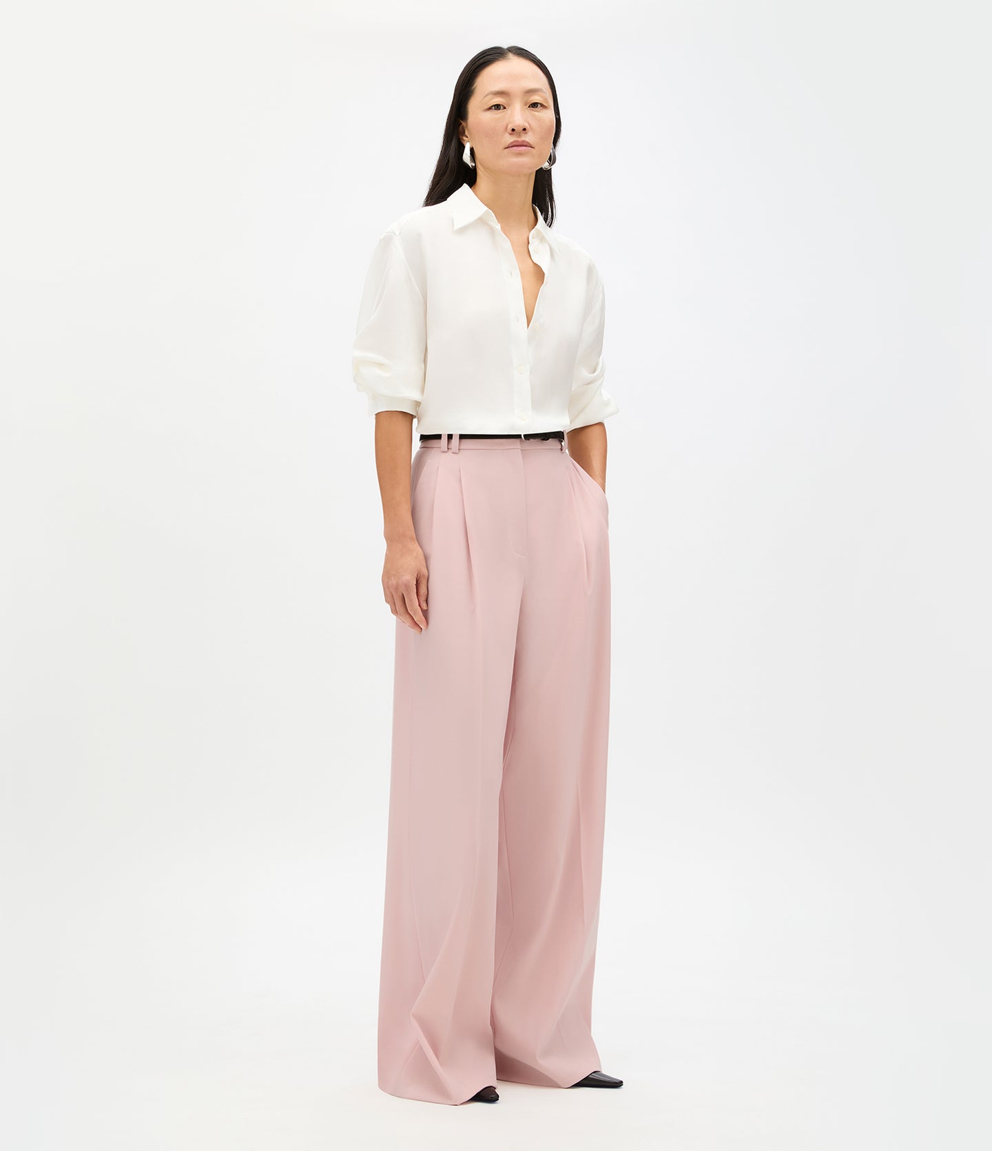 Twill Pleated Trouser | Lotus Pink