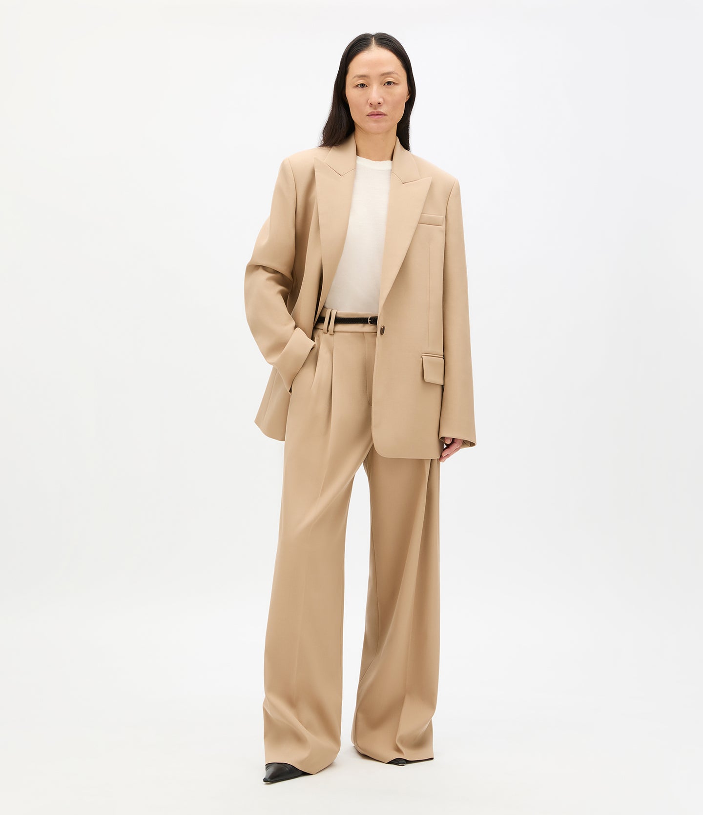 Another Tomorrow Wool Tailored Jacket in Camel – Wool Women's Jacket