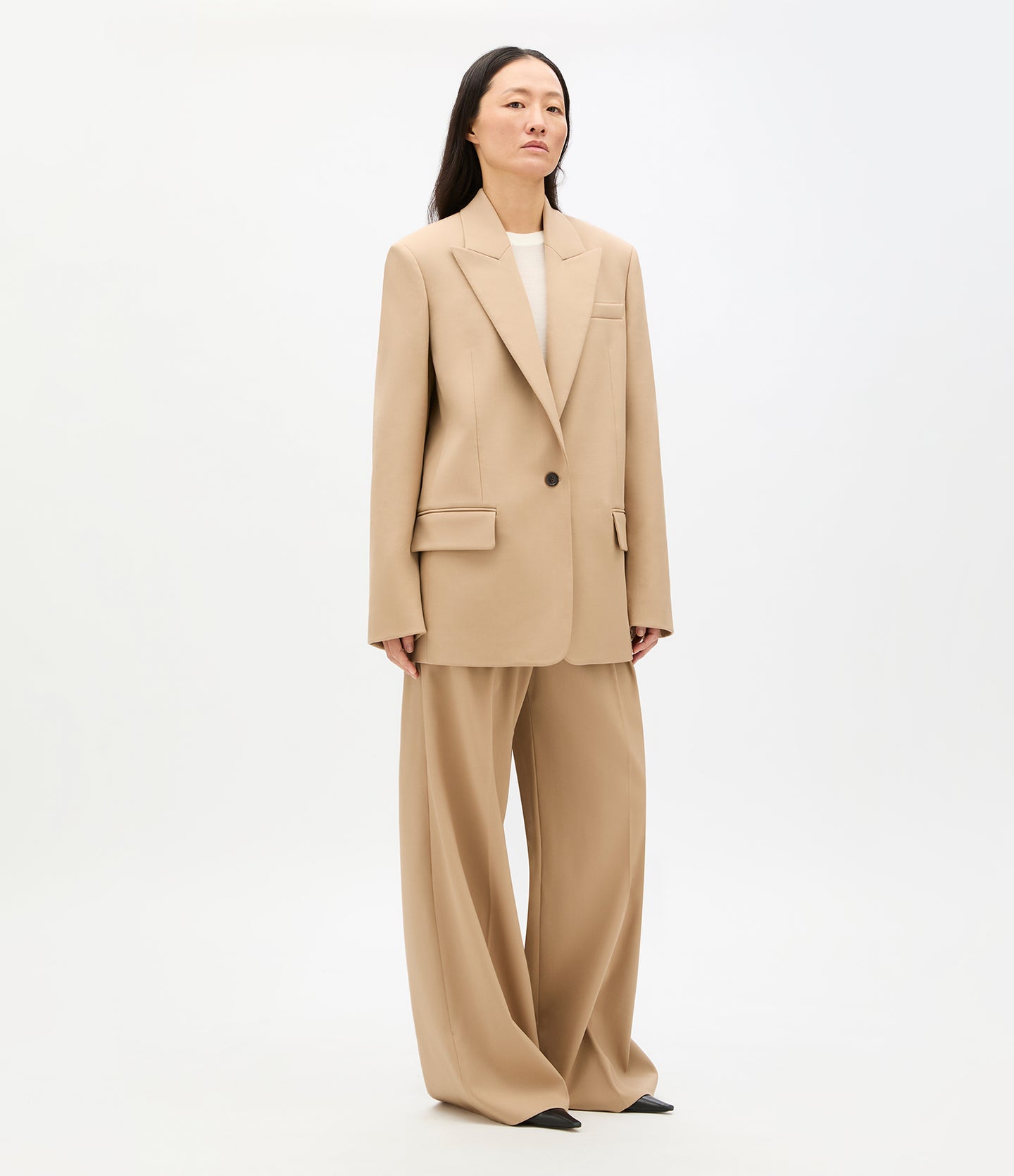 Another Tomorrow Wool Tailored Jacket in Camel – Wool Women's Jacket