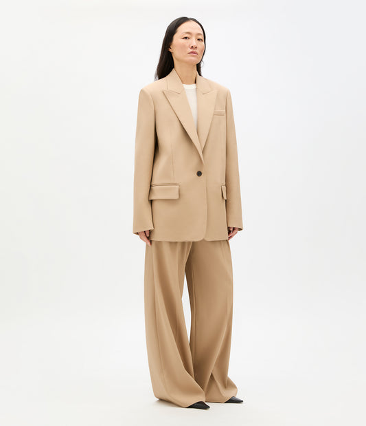 Another Tomorrow Wool Tailored Jacket in Camel – Wool Women's Jacket