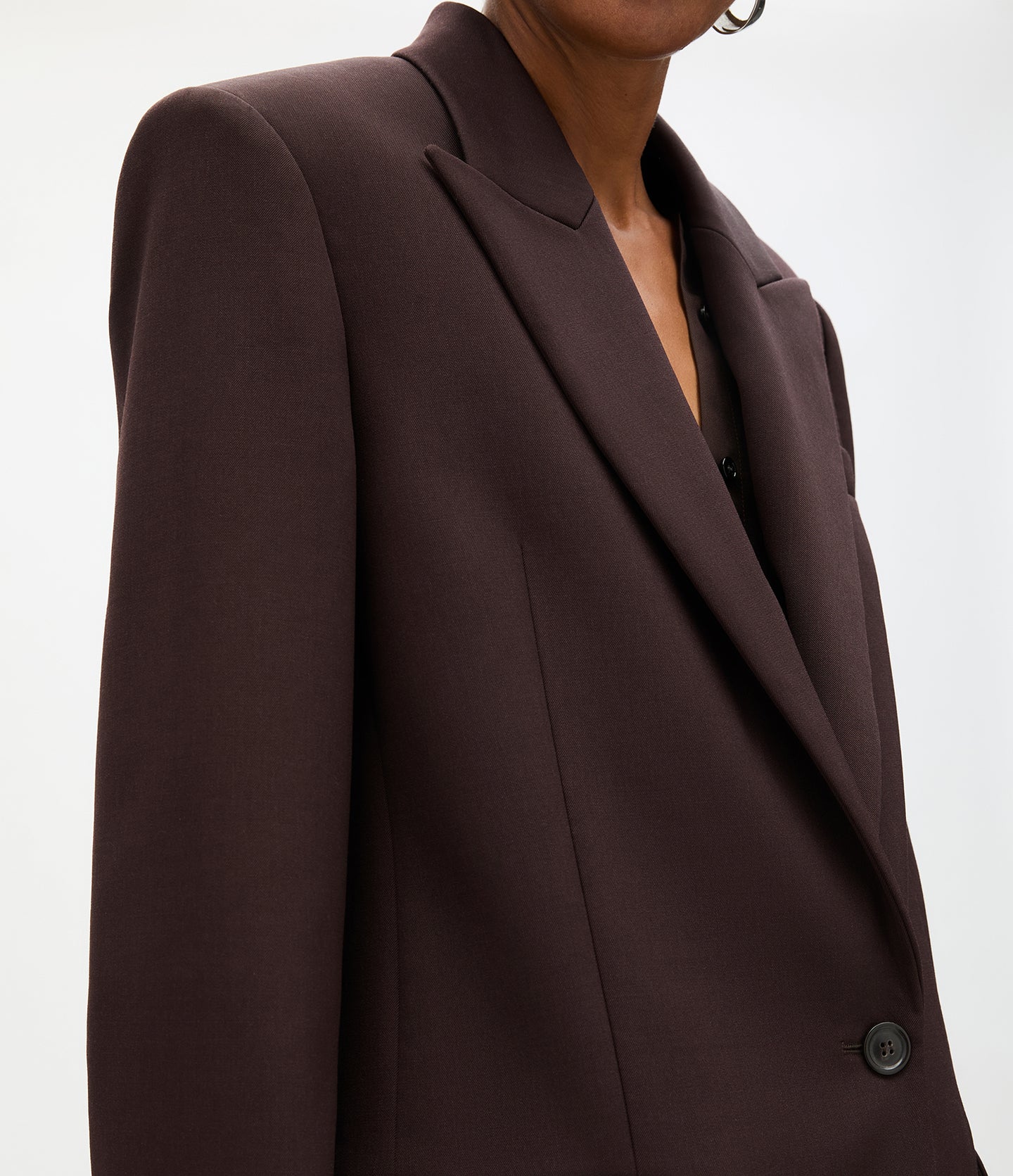 Another Tomorrow Wool Tailored Jacket in Dark Chocolate – Wool Women's Jacket