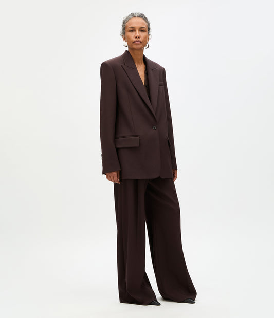 Another Tomorrow Wool Tailored Jacket in Dark Chocolate – Wool Women's Jacket