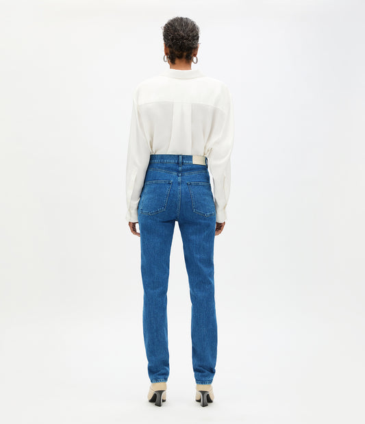 Another Tomorrow Slim Denim Pant in Rinsed – Denim Women's Trousers