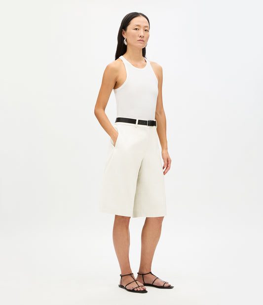 Another Tomorrow Bermuda Short in Off White – Cotton Women's Trousers