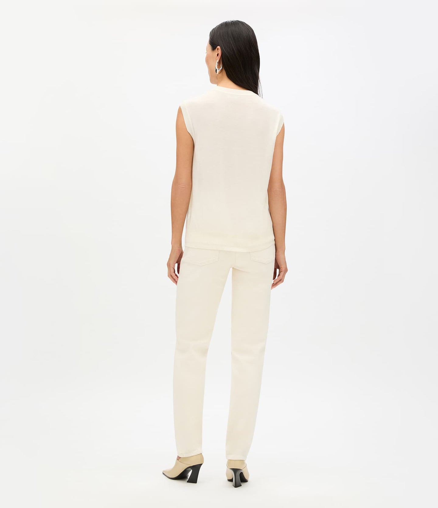 Another Tomorrow Featherweight Shell in Off White – Wool Women's Top