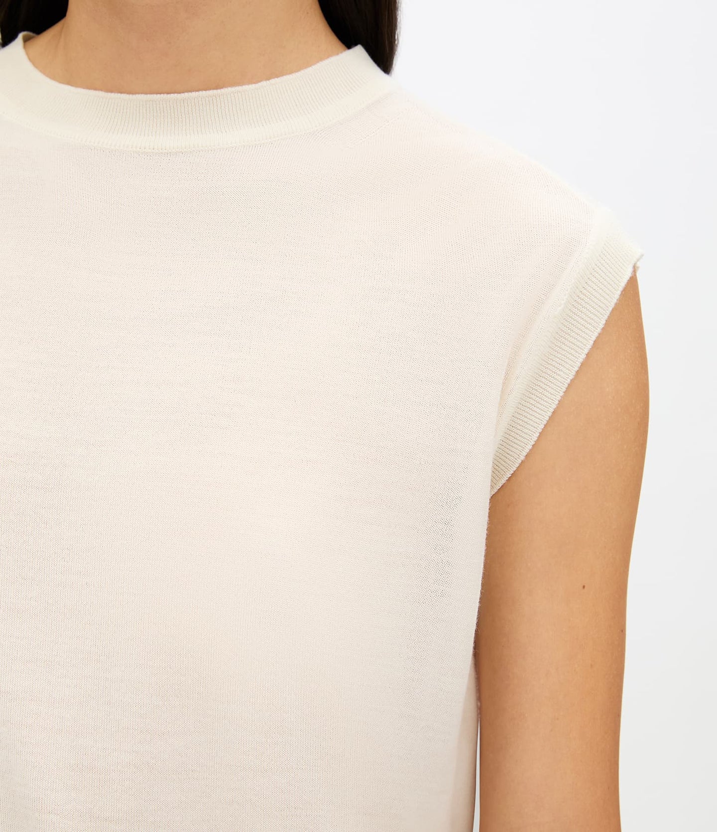 Another Tomorrow Featherweight Shell in Off White – Wool Women's Top