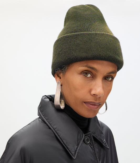 Another Tomorrow Cashmere Beanie in Moss – Cashmere