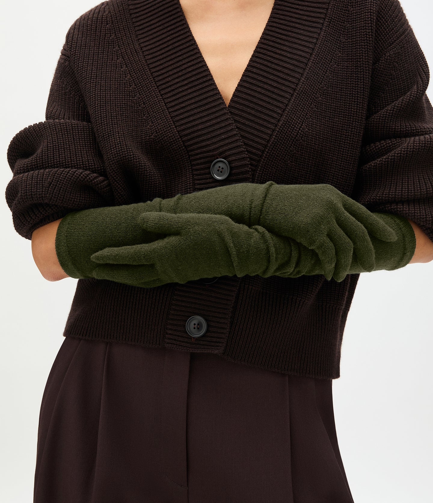 Another Tomorrow Cashmere Gloves in Moss – Cashmere