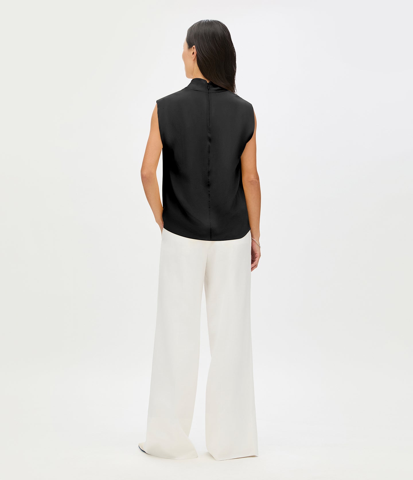 Another Tomorrow Silk Draped Top in Black – Silk Women's Top
