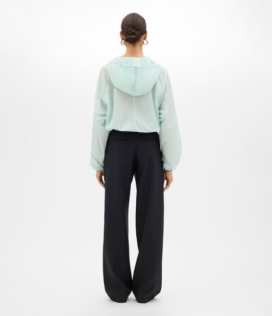 Another Tomorrow Recycled Nylon Short Blouson in Aquamarine – Nylon Women's Outerwear