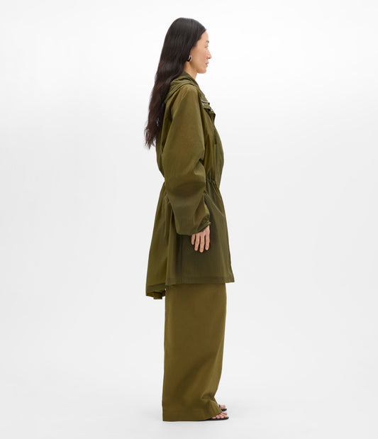 Another Tomorrow Recycled Nylon Anorak in Olive – Nylon Women's Outerwear