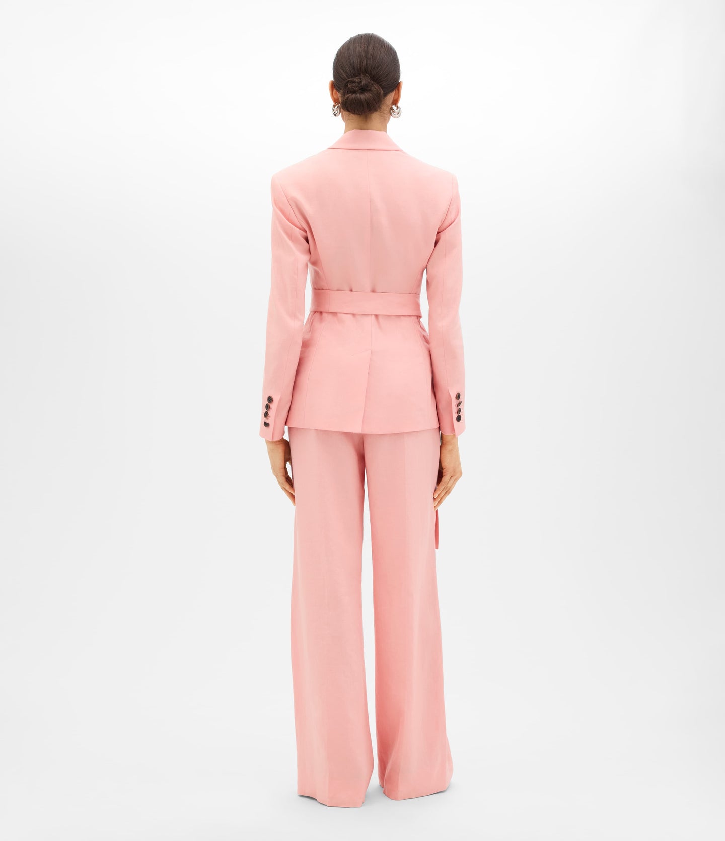 Another Tomorrow Double Breasted Fitted Jacket in Seashell Pink – Linen Women's Jacket