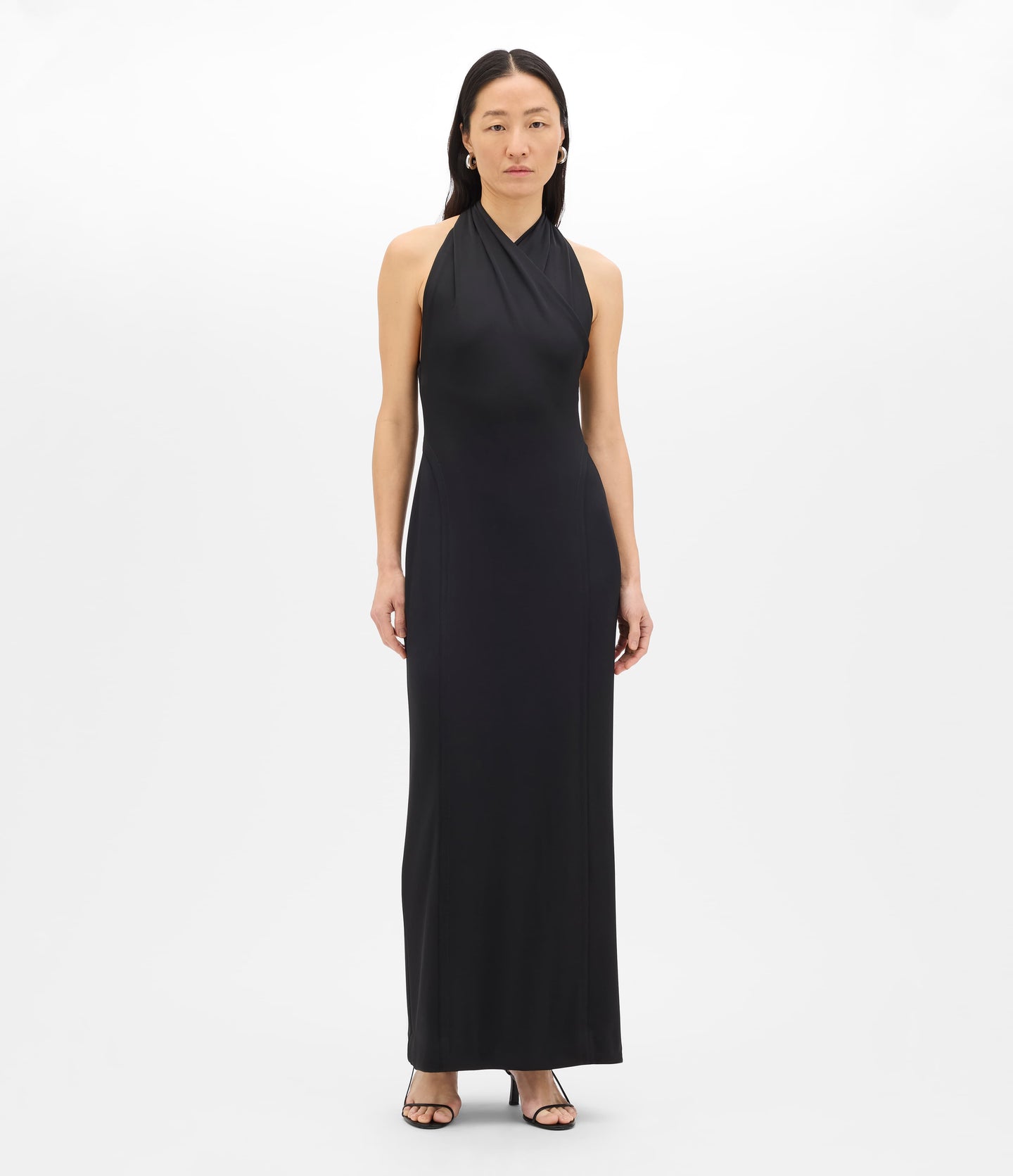 Another Tomorrow Gathered Halter Dress in Black – Jersey Women's Dress