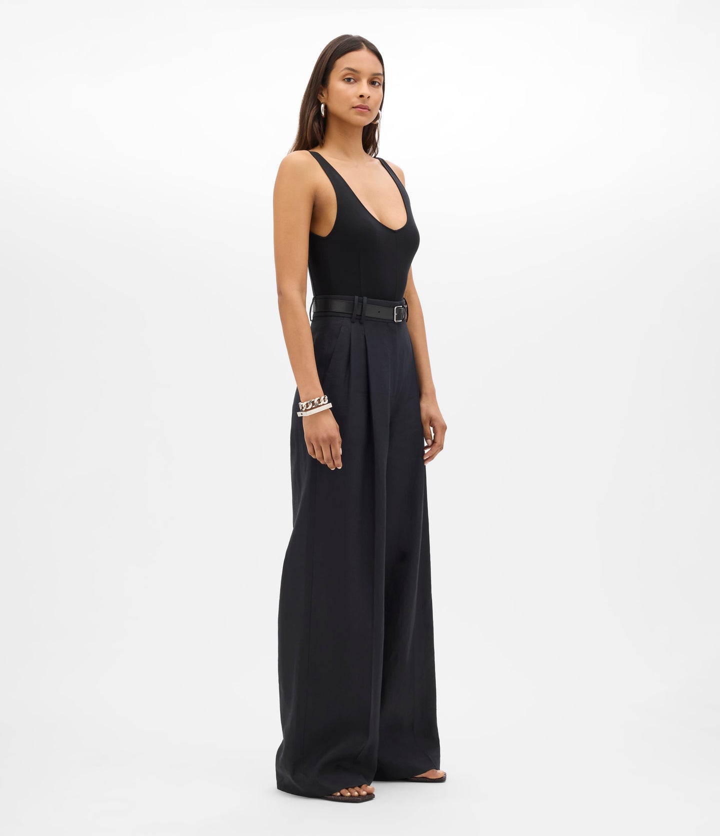 Another Tomorrow Linen Pleated Trouser in Black – Linen Women's Trousers