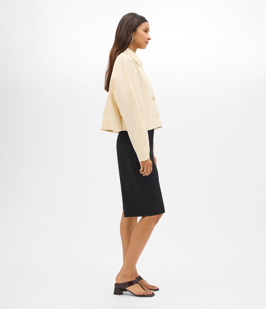 Another Tomorrow Short Balmacaan in Sand – Nylon Women's Outerwear