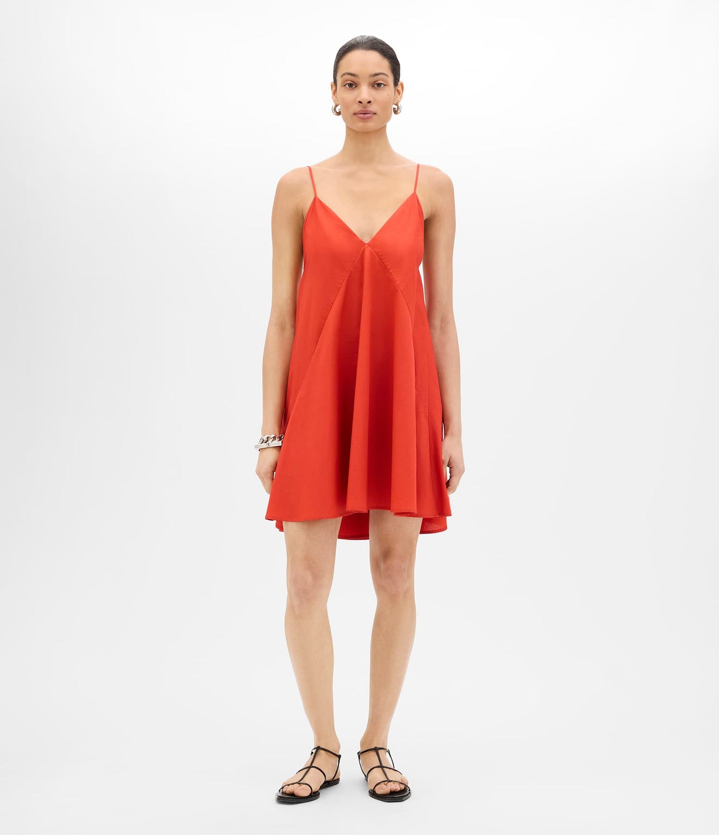 Another Tomorrow Flare Sun Dress in Vermilion – Cotton Women's Dress