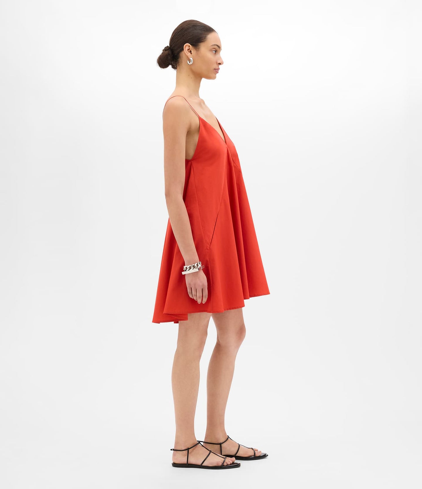 Another Tomorrow Flare Sun Dress in Vermilion – Cotton Women's Dress