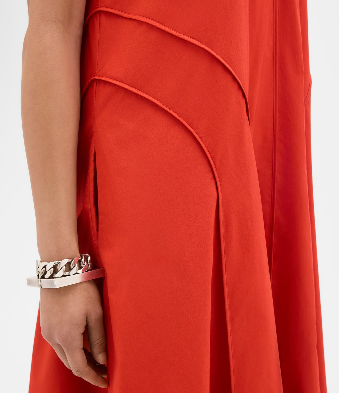 Another Tomorrow Full Skirt Dress in Vermilion – Cotton Women's Dress