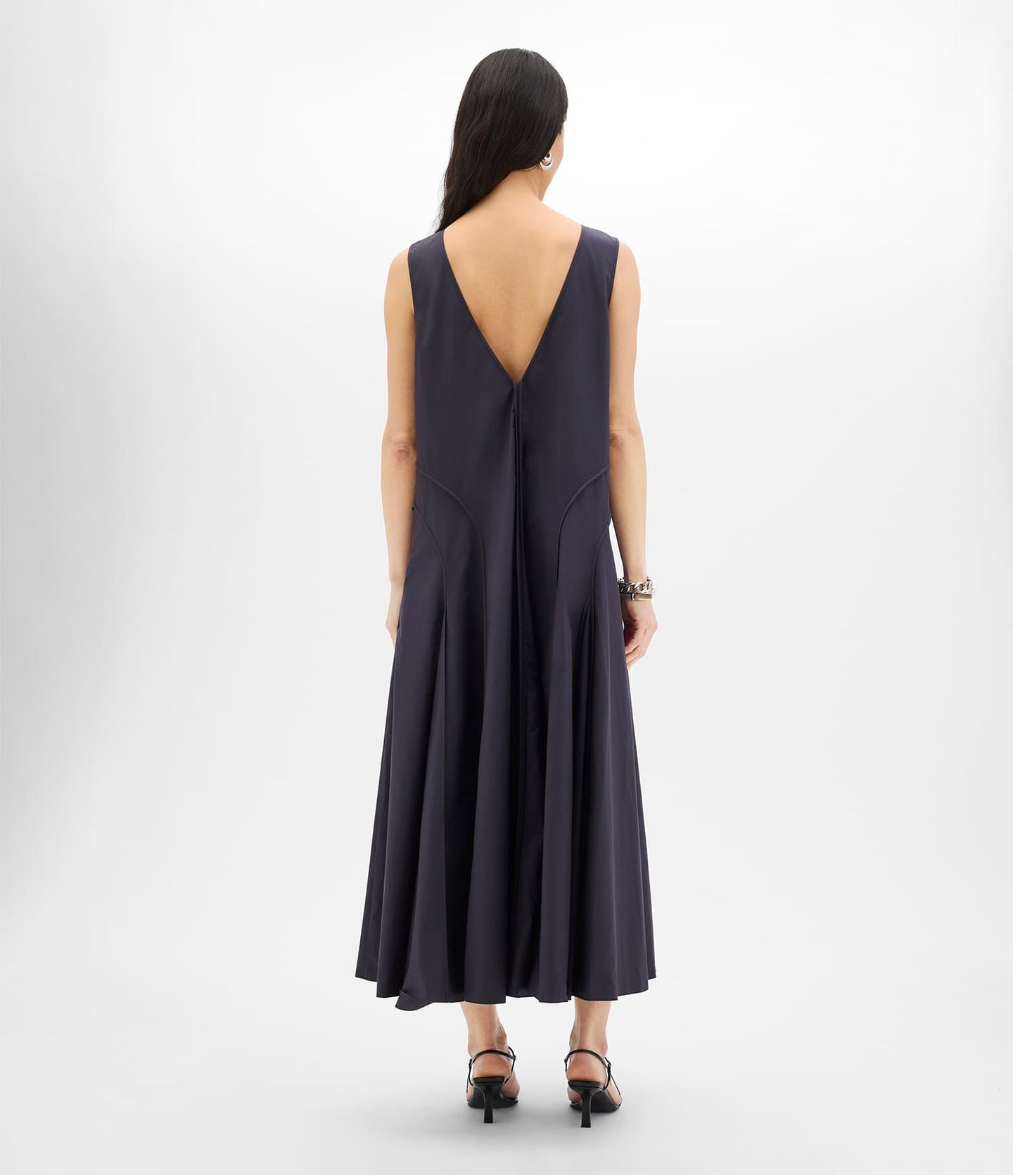 Another Tomorrow Full Skirt Dress in Midnight – Cotton Women's Dress