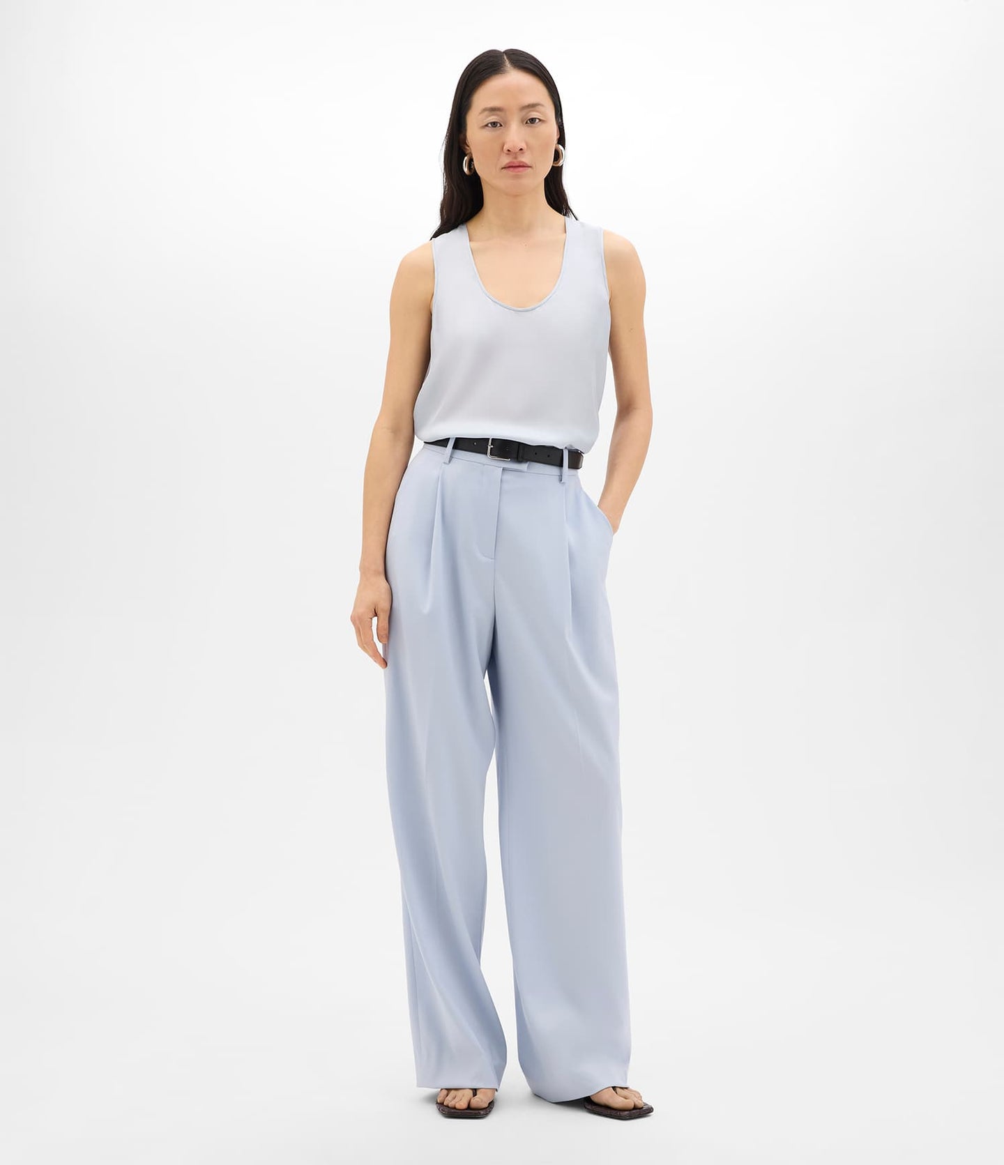 Another Tomorrow Silk Tank in Sky – Silk Women's Top