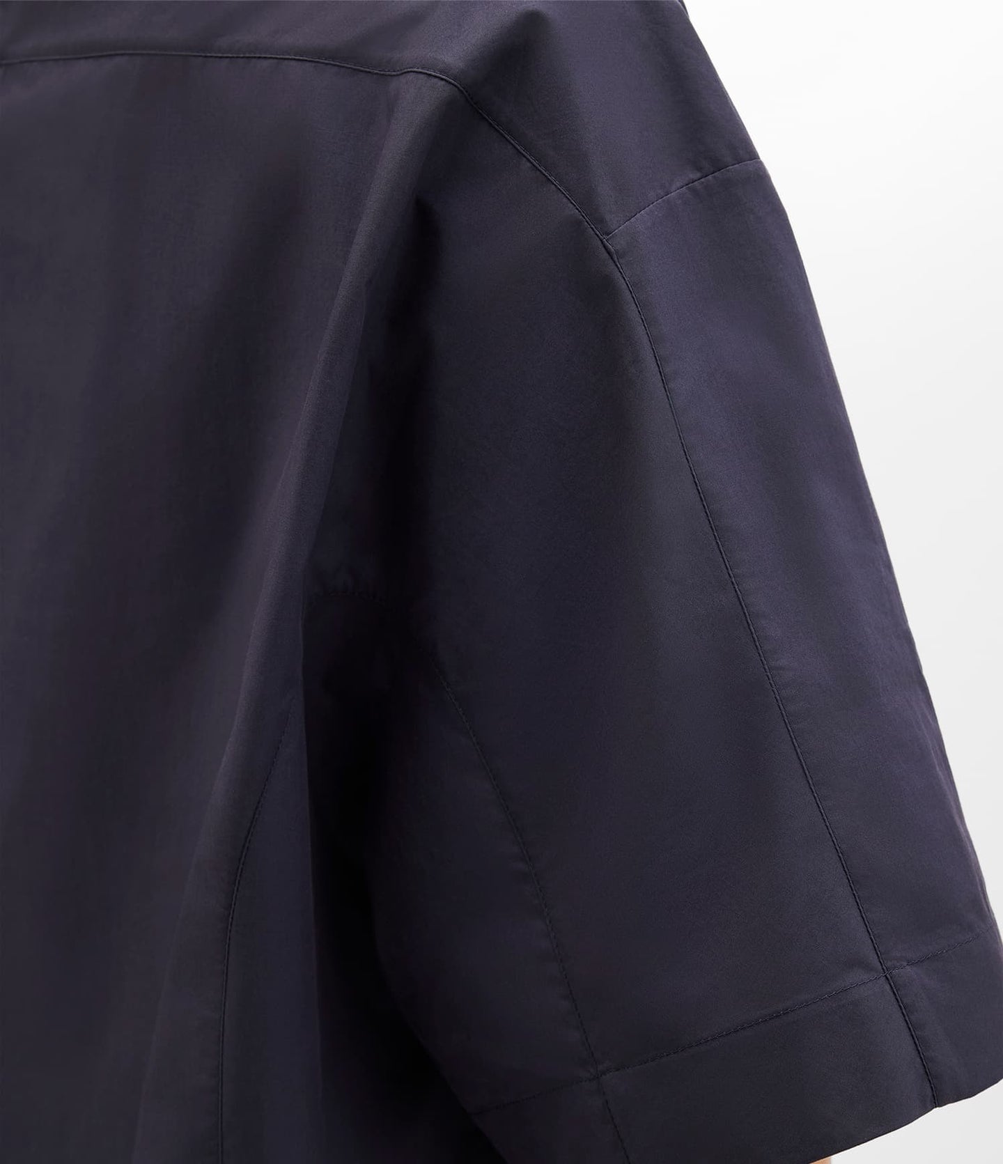 Another Tomorrow Poplin Short Sleeve Shirt in Midnight – Cotton Women's Trousers