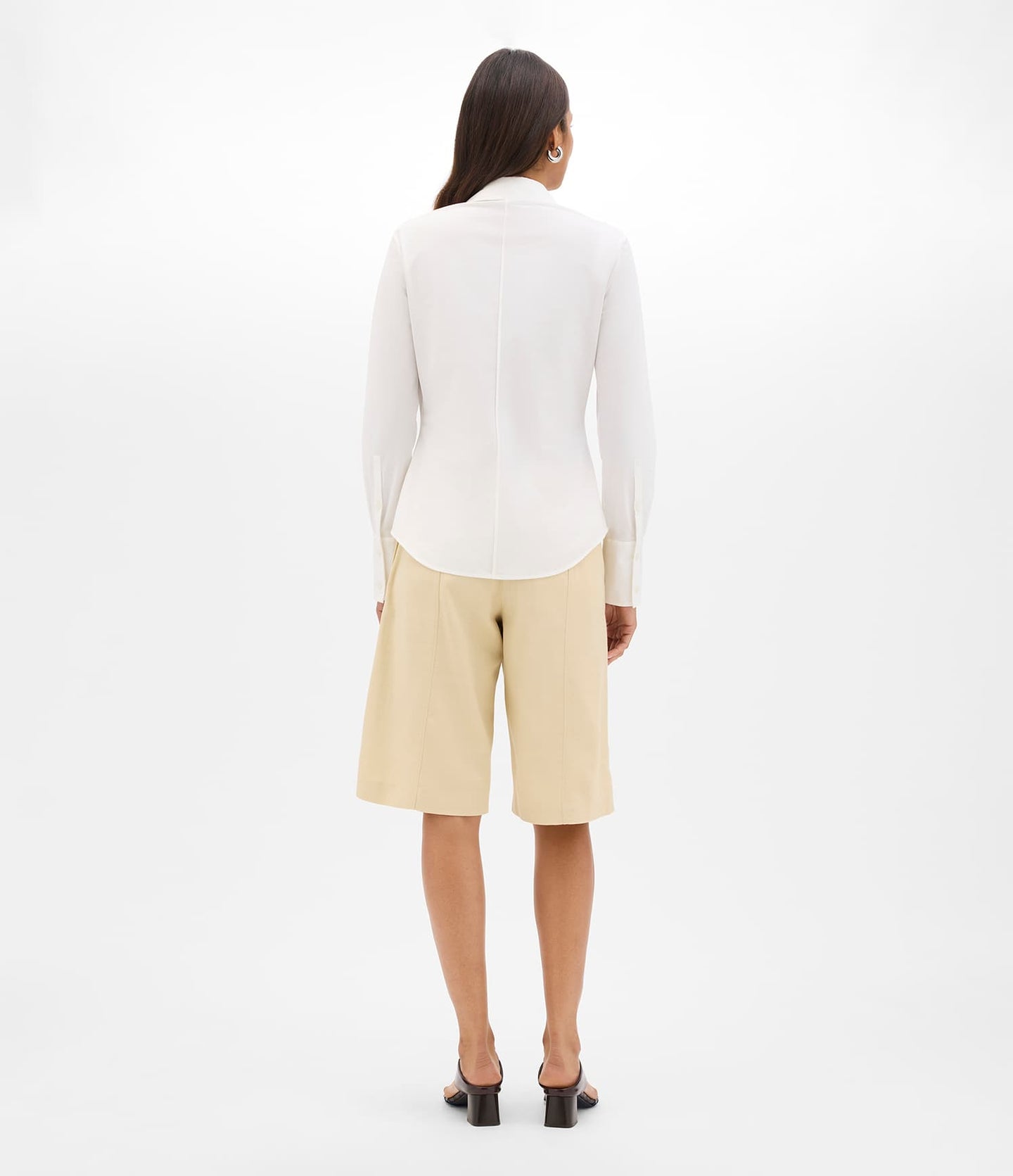 Another Tomorrow Poplin Bias Shirt in White – Cotton Women's Top