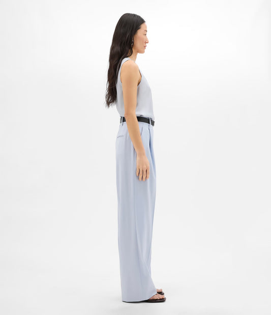 Another Tomorrow Relaxed Wide Leg Pant in Sky – Wool Women's Trousers