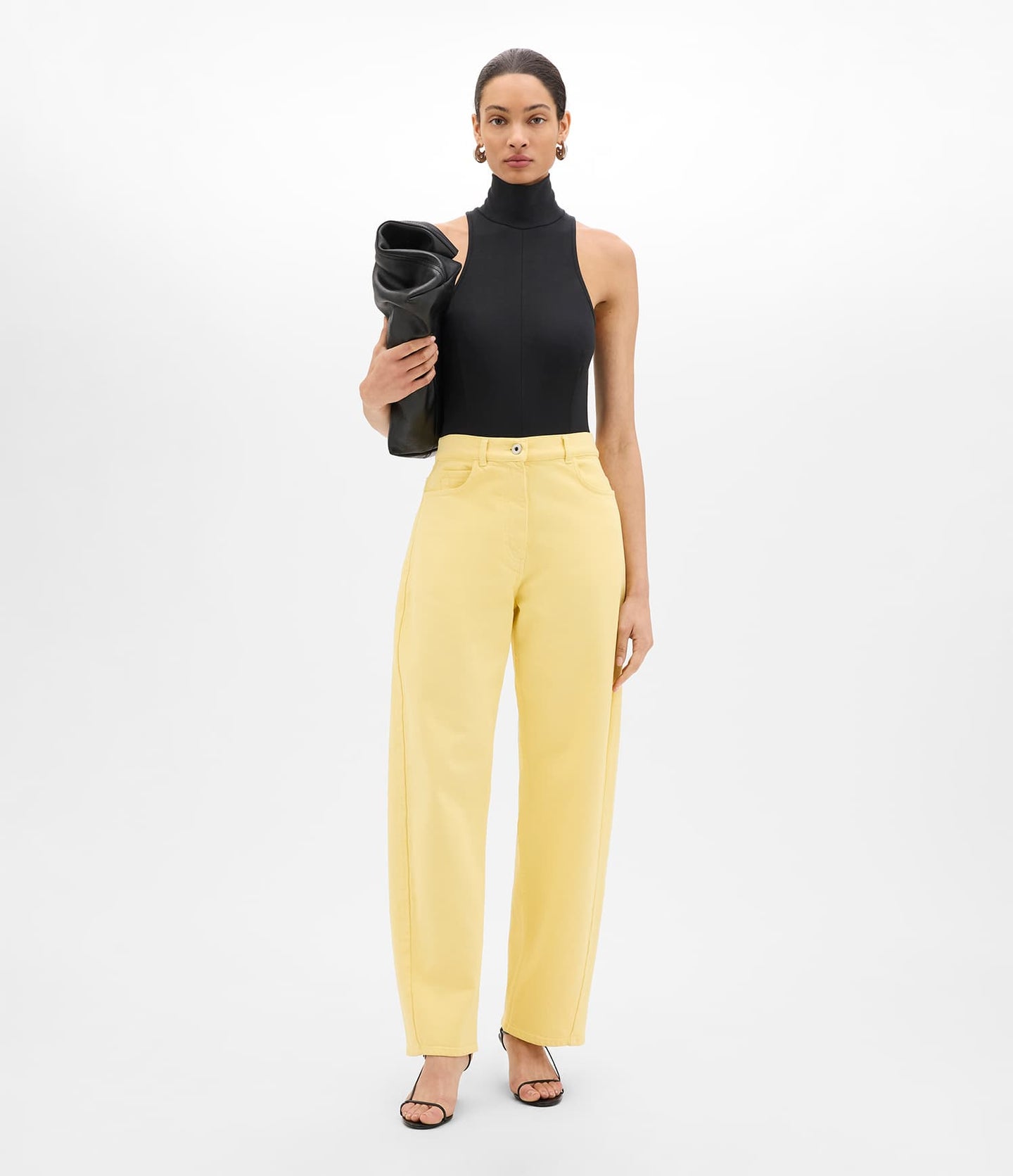 Another Tomorrow Denim Curved Pant in Daffodil – Denim Women's Trousers