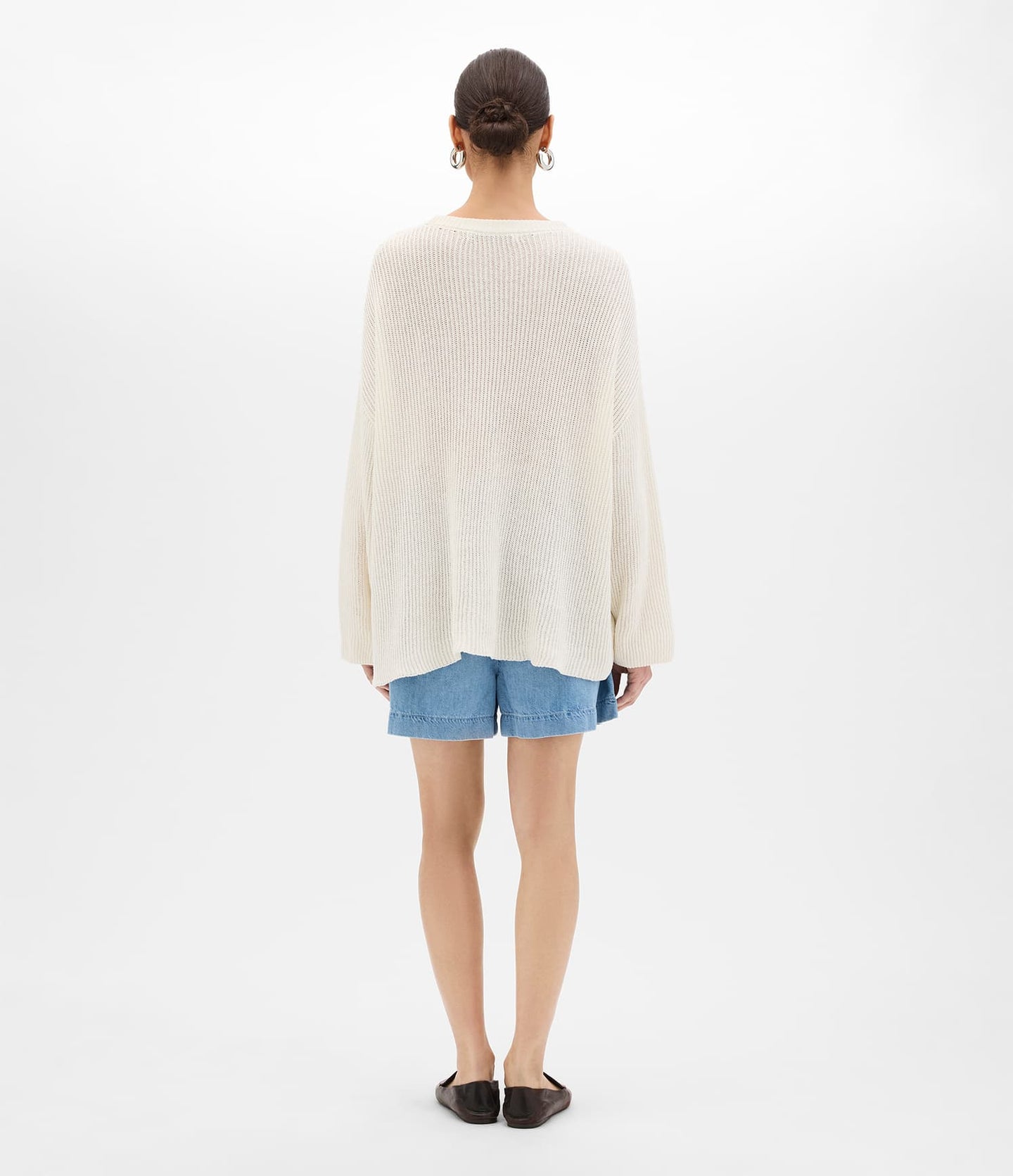 Another Tomorrow Chambray Drawcord Short in Light Blue Wash – Denim Women's Trousers