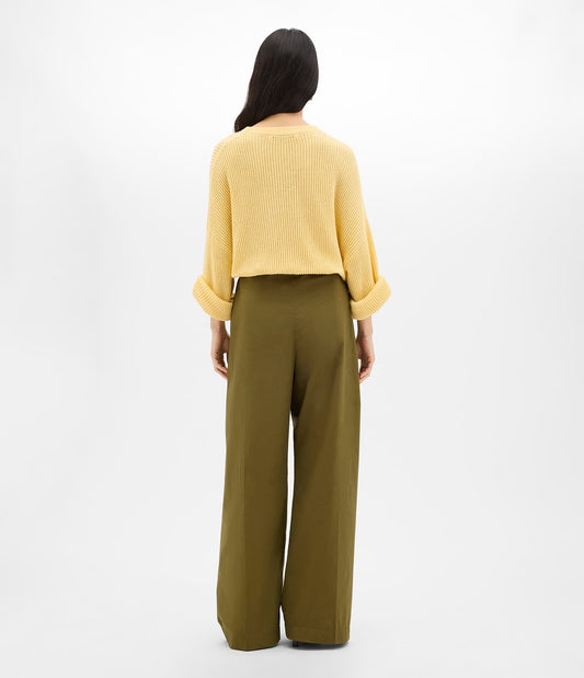 Another Tomorrow Draped Crew Knit in Sun – Cotton Women's Knitwear