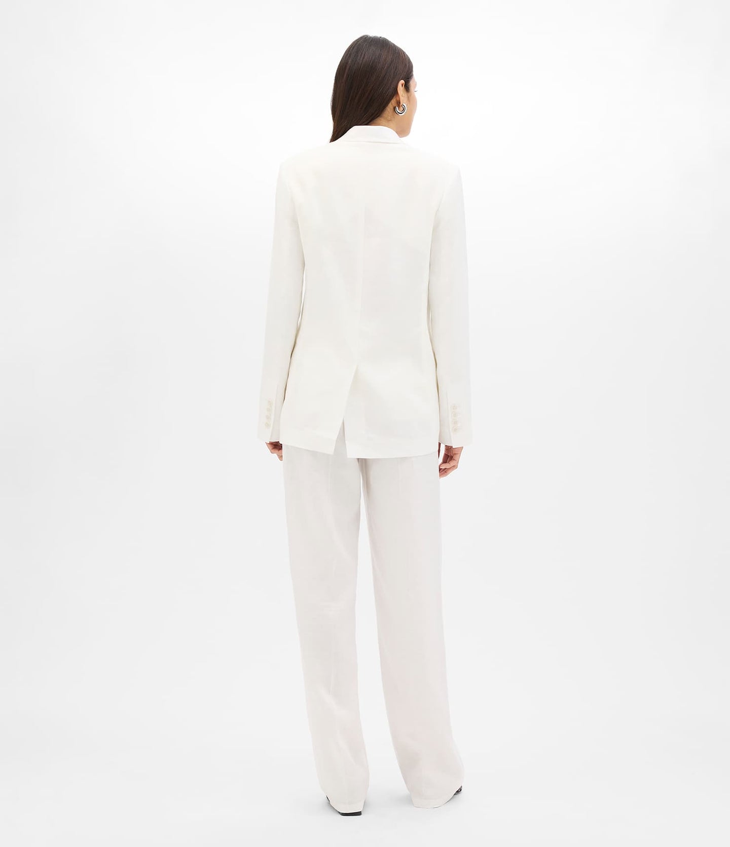 Another Tomorrow Relaxed Blazer in Off White – Linen Women's Jacket