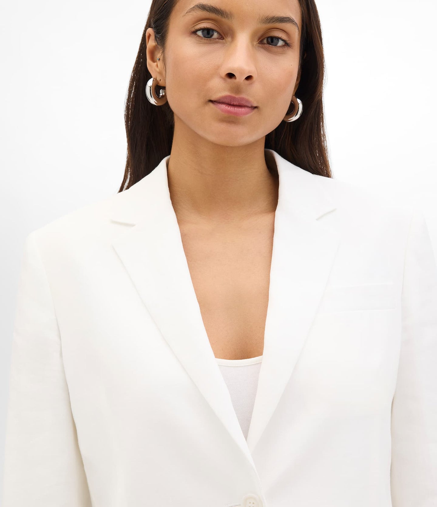 Another Tomorrow Relaxed Blazer in Off White – Linen Women's Jacket