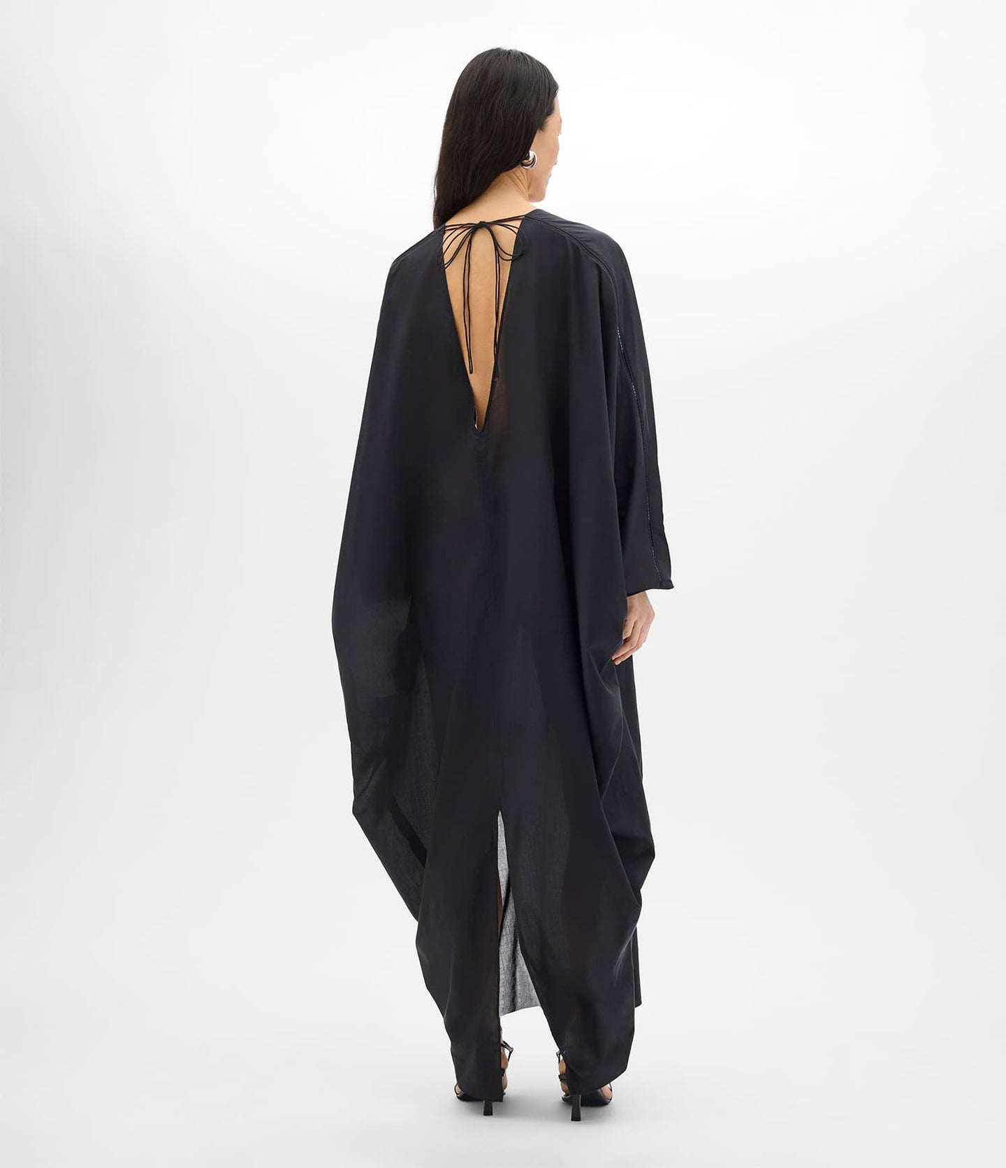 Another Tomorrow Voile Caftan in Black – Cotton Women's Dress