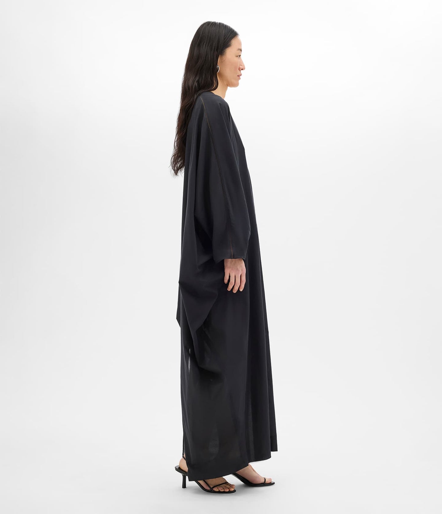 Another Tomorrow Voile Caftan in Black – Cotton Women's Dress