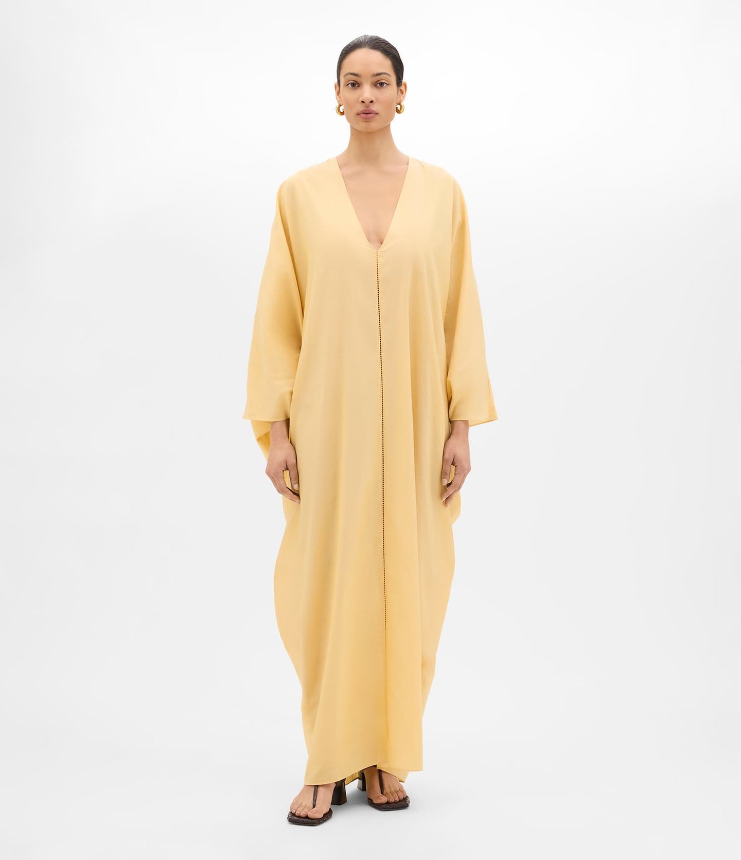 Another Tomorrow Voile Caftan in Mimosa – Cotton Women's Dress