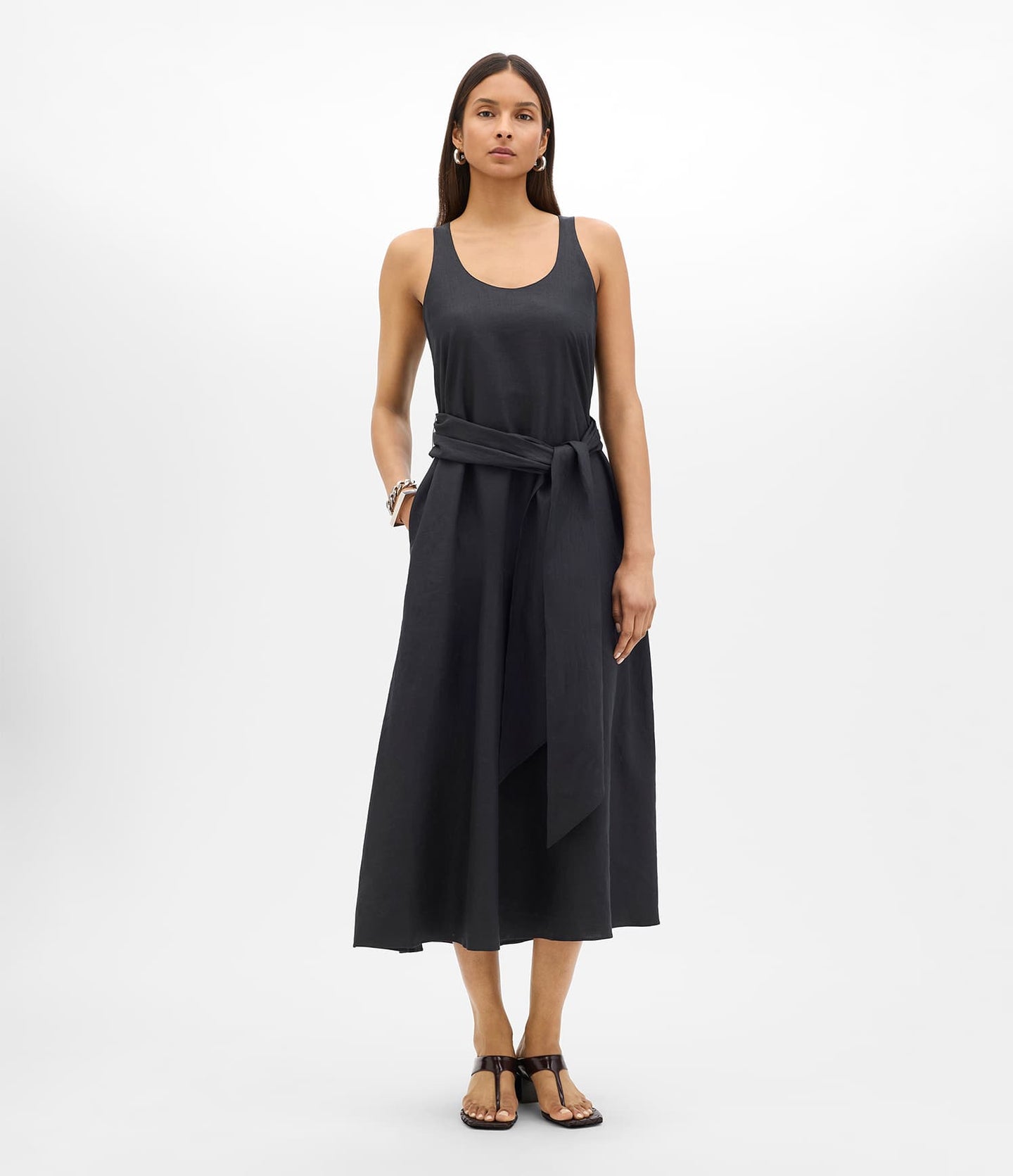 Another Tomorrow Sarong Linen Dress in Black – Linen Women's Dress