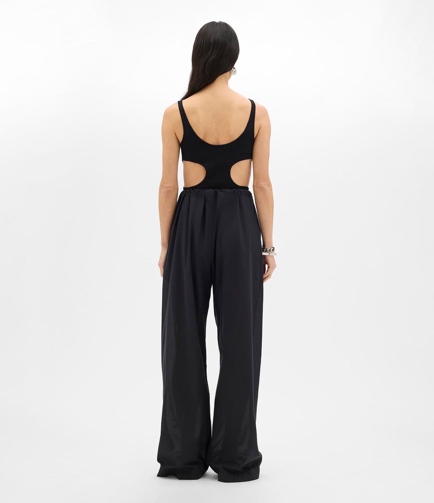 Another Tomorrow Voile Drawcord Pant in Black – Cotton Women's Trousers