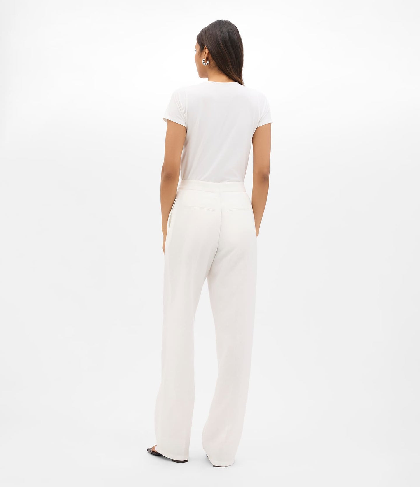 Another Tomorrow Flat Front Trouser in Off White – Linen Women's Trousers