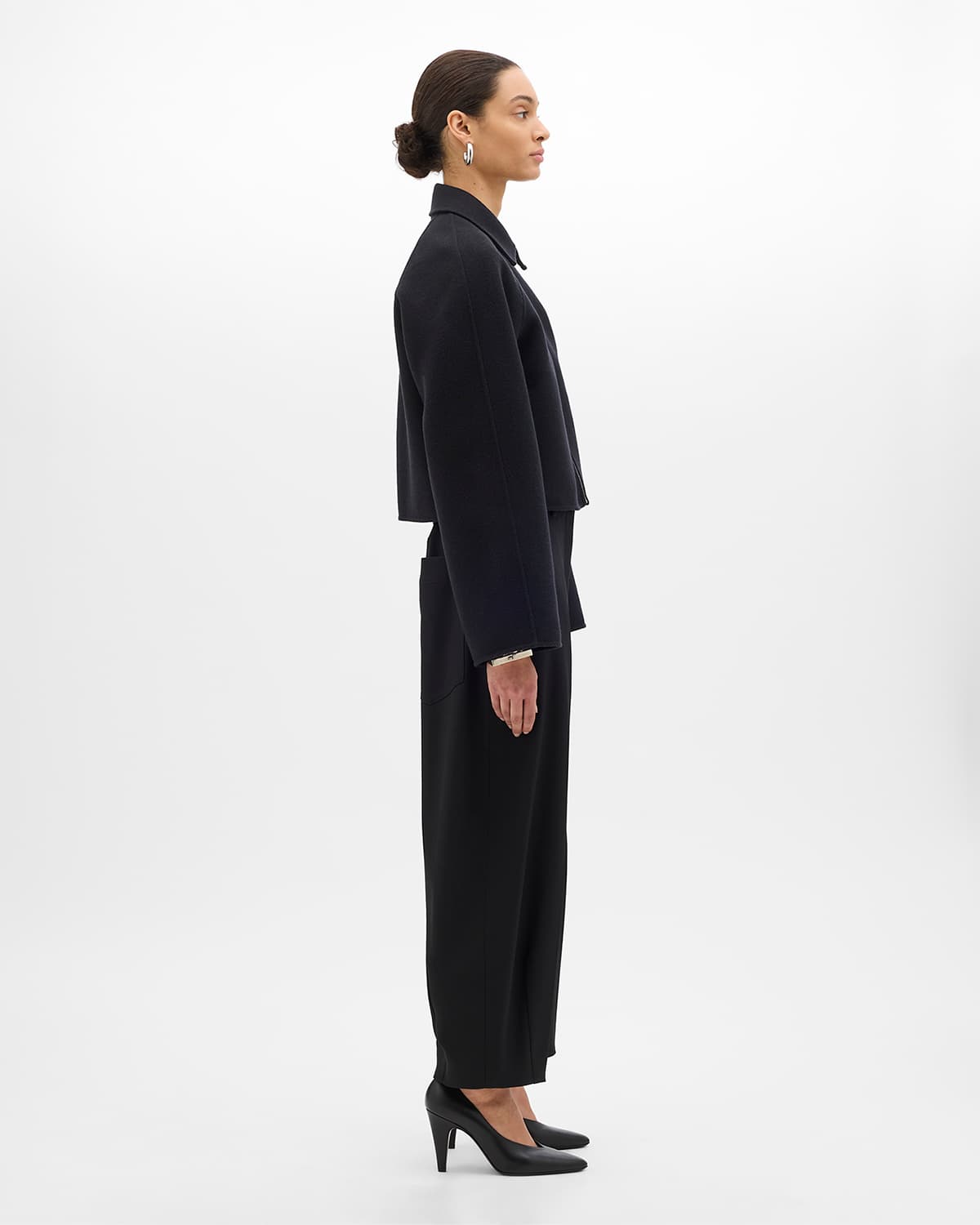Double Face Crop Blouson | Black