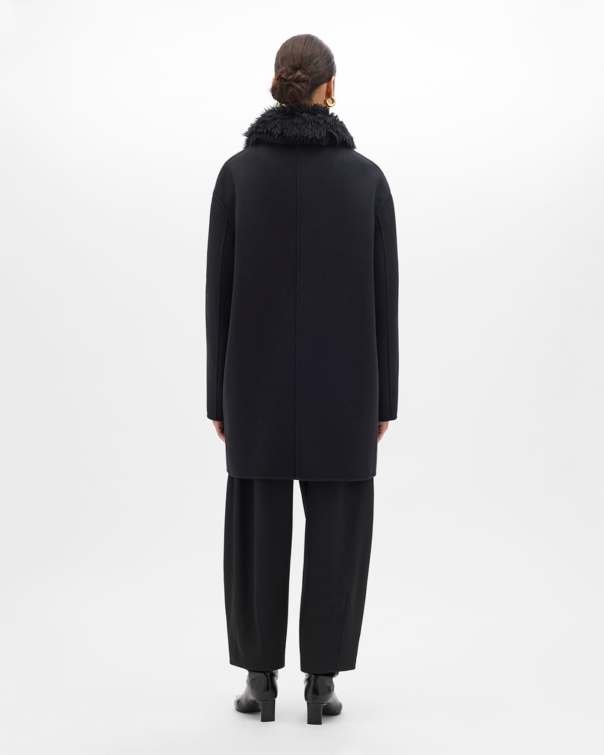 Fur Collar Balmacaan | Black